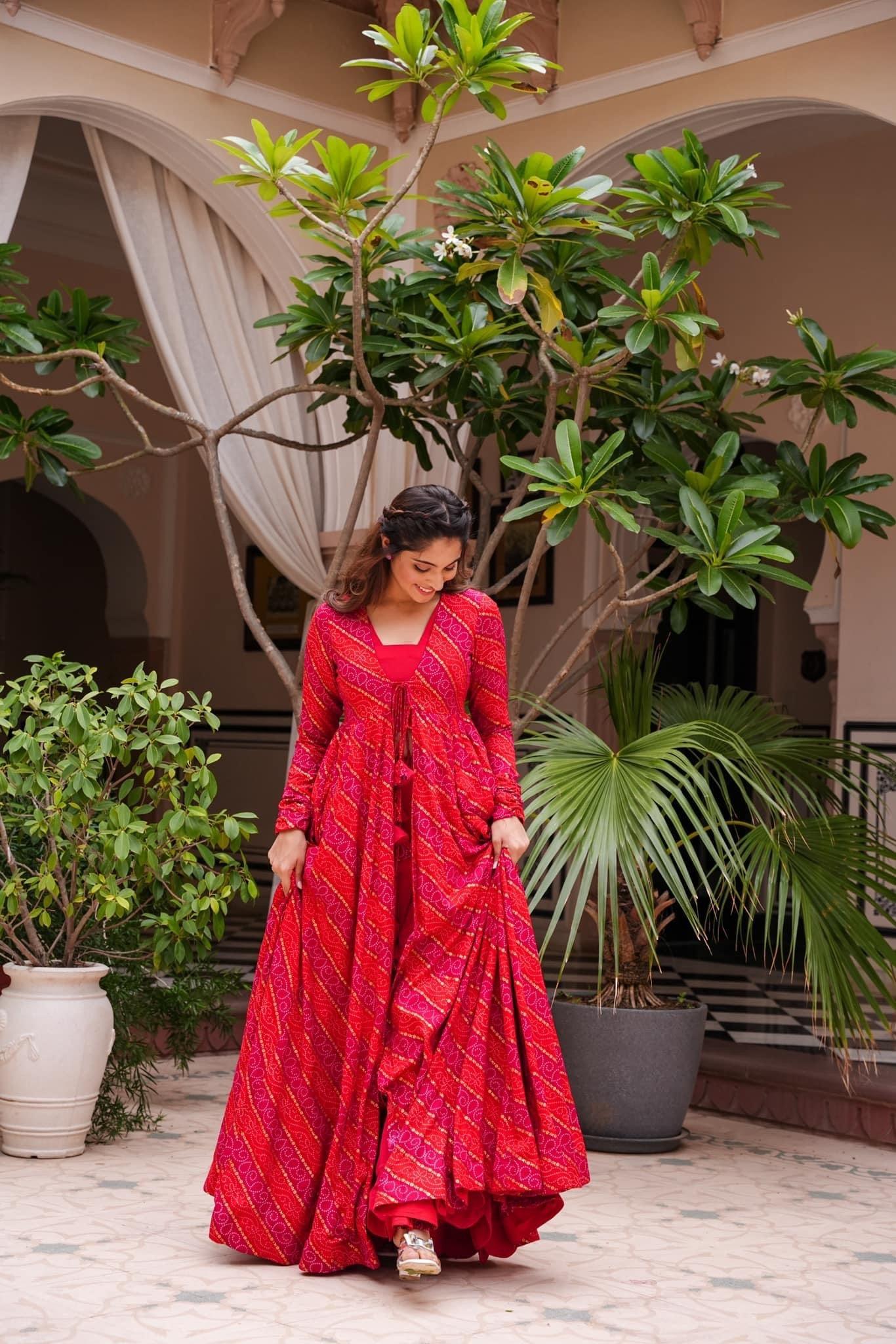 Printed Shrug Style Indo Western Gown for Women