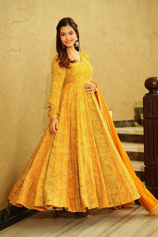 Beautiful and Stylish Full Flair Gown for Women in Yellow - Mayara - My Fashion Brand