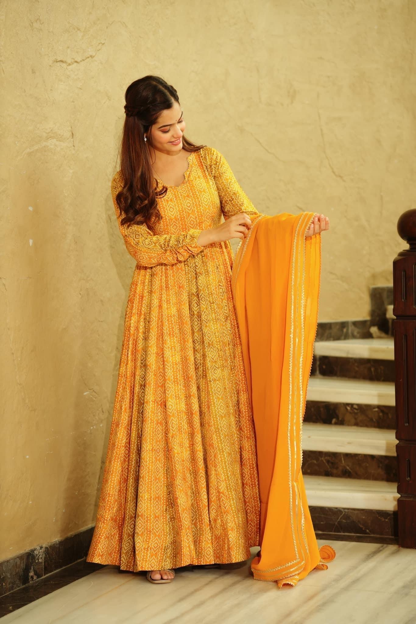 Beautiful and Stylish Full Flair Gown for Women in Yellow - Mayara - My Fashion Brand