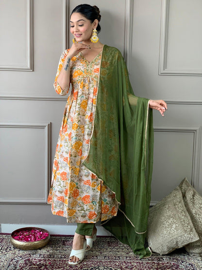 Women Printed and Embroidered Viscose Rayon kurta set