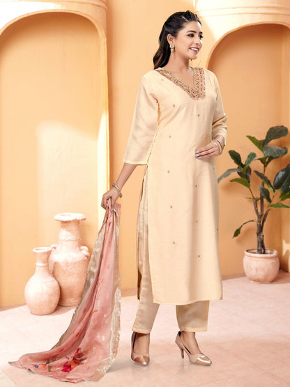 Designer Kurta Set with Knee Bottom Pant and Beautiful Dupatta