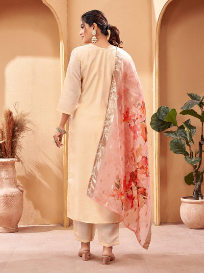 Designer Kurta Set with Knee Bottom Pant and Beautiful Dupatta