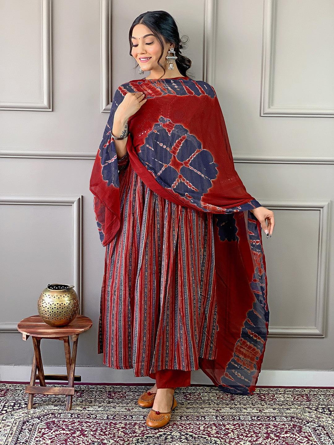 Oaitaari Printed Heavy Duppata Kurta Set With Bottom And Dupatta