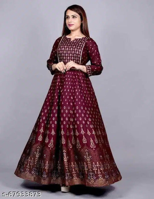 Anarkali Rayon Kurti for Women (Maroon, M) - Mayara - My Fashion Brand