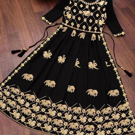 Black Georgette Embroidered Kurti