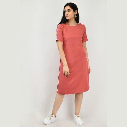 Women Peach Puff Crepe Dress