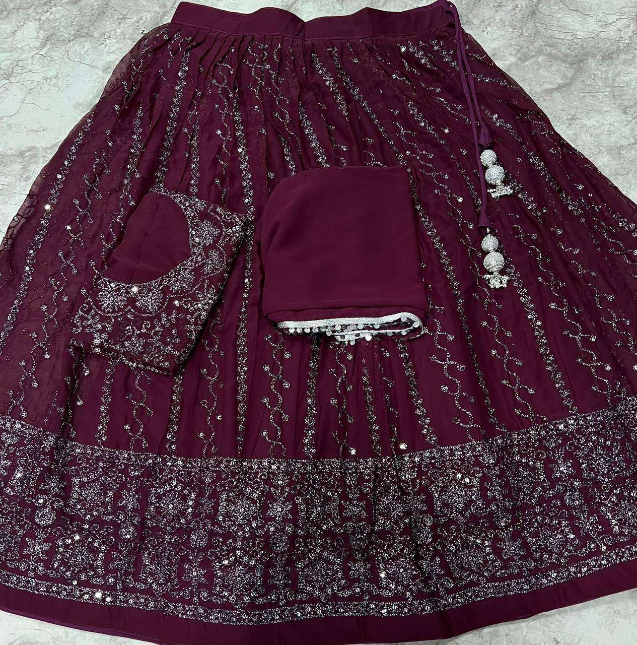 Pure Georgette Lehenga with Heavy Embroidery Work