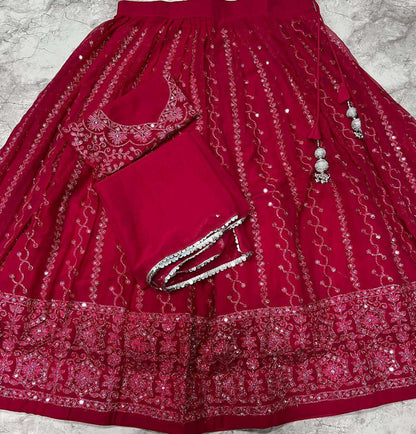 Pure Georgette Lehenga with Heavy Embroidery Work