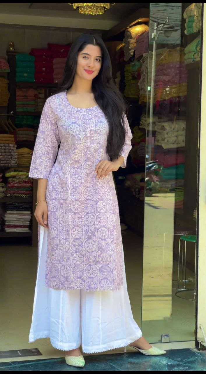 Printed Rayon Kurtis with Bottom